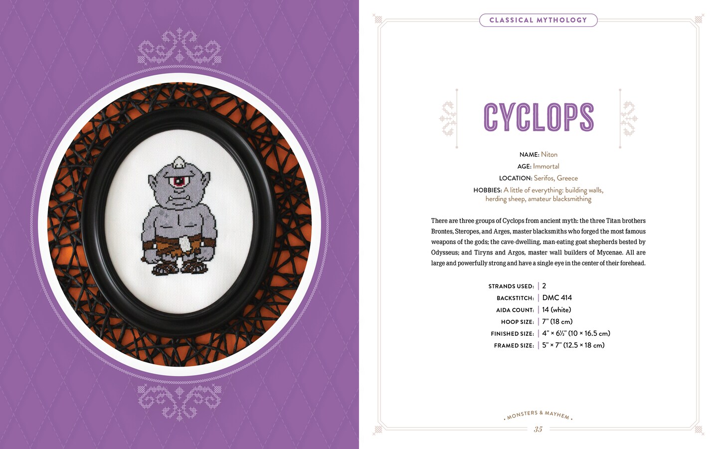 Monsters and Mayhem in Cross-Stitch: Designs and Instructions for 25 Creatures and Cryptids