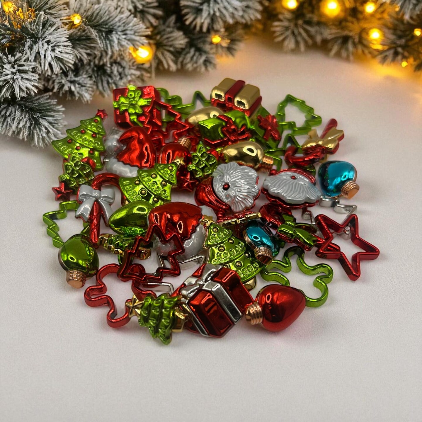 51-Piece Christmas Button Assortment – Holiday Craft Buttons with Santa, Trees, Gifts & Stars