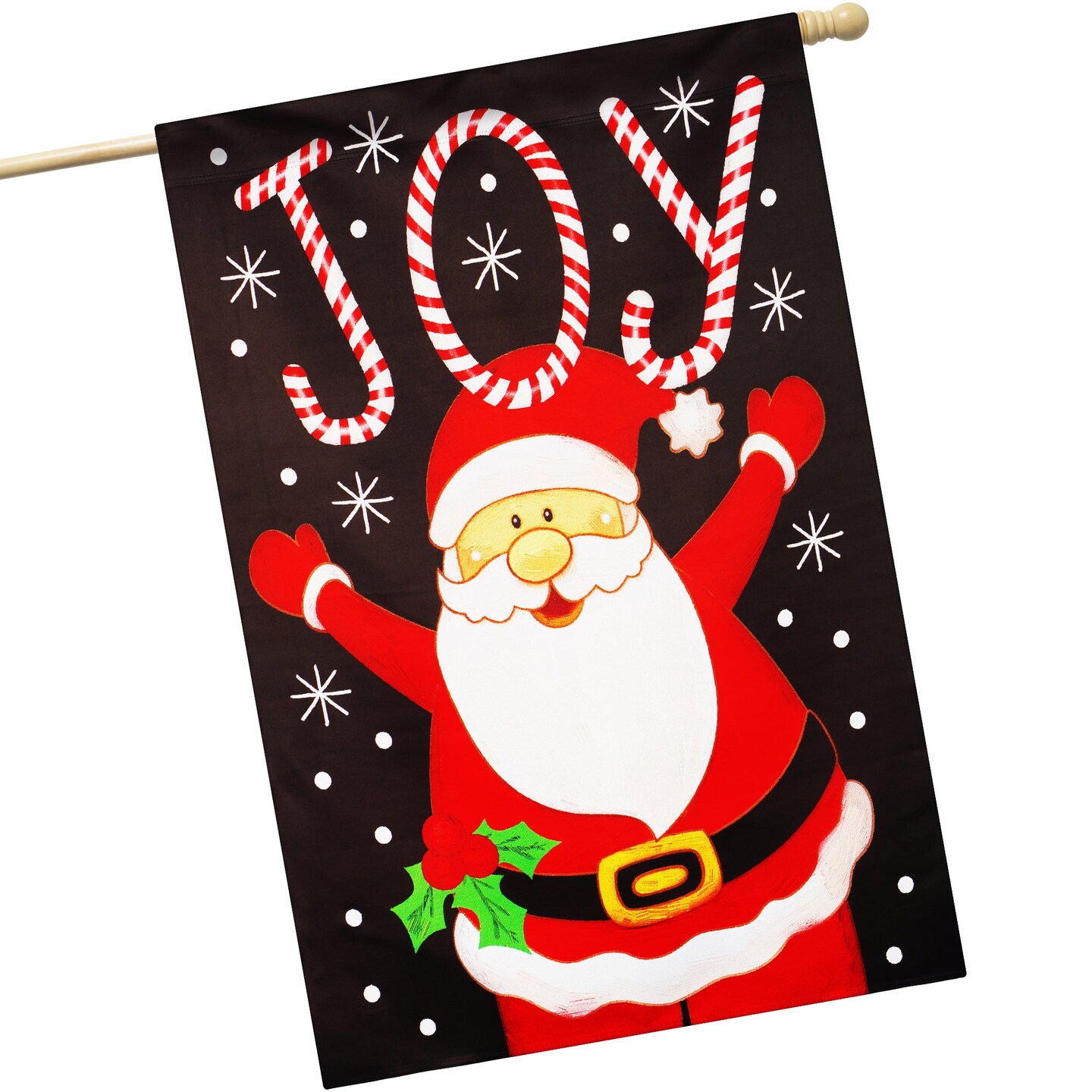 G128 House Flag Joyful Santa | 28x40 Inch | Printed Blockout Polyester - Christmas Decoration
