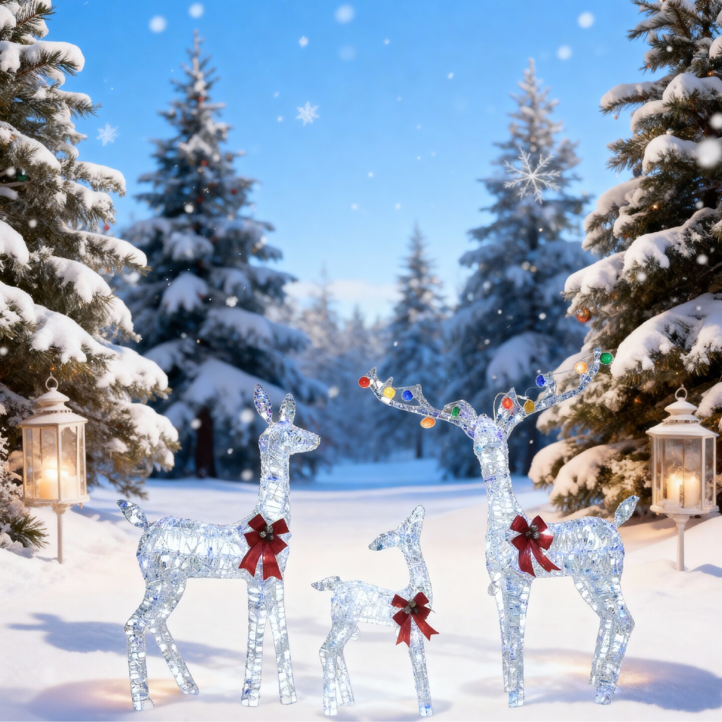 Premium LED Reindeer Family Outdoor Deer Holiday Yard Motif Lights 68.5 &#xD7; 41 &#xD7; 28.5 cm