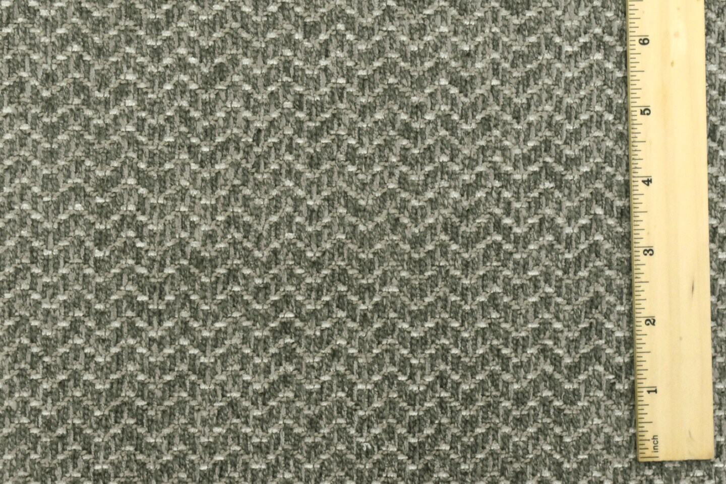 Smoke Gray-Beige-Multi Chevron Wave Chenille Textured Decorating Fabric By the Yard