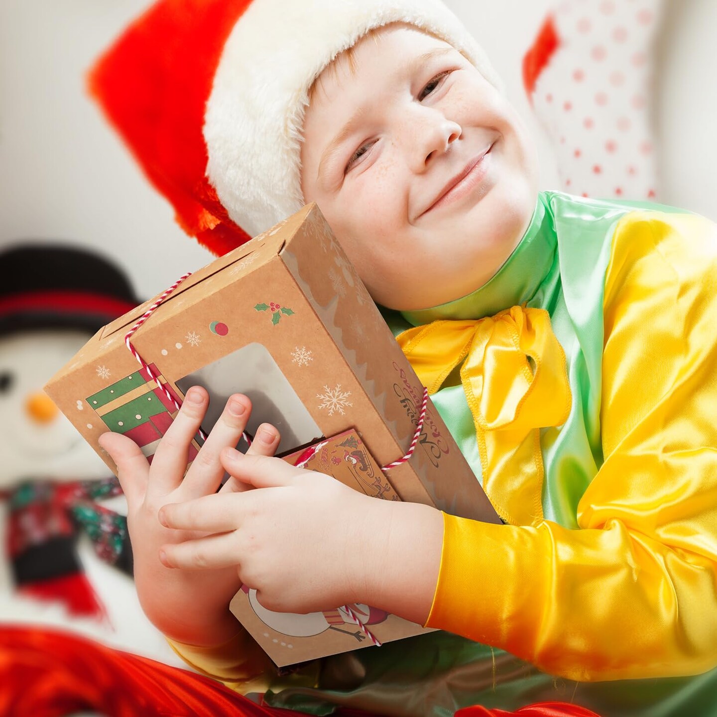 12 Pack Christmas Cookie Boxes for G-ift Giving,Holiday Bakery Cupcake Boxes with Window,Christmas Eve Pastry Boxes with Ribbons and Tags for Xmas Party Supplies Cookie Containers Treat Tins