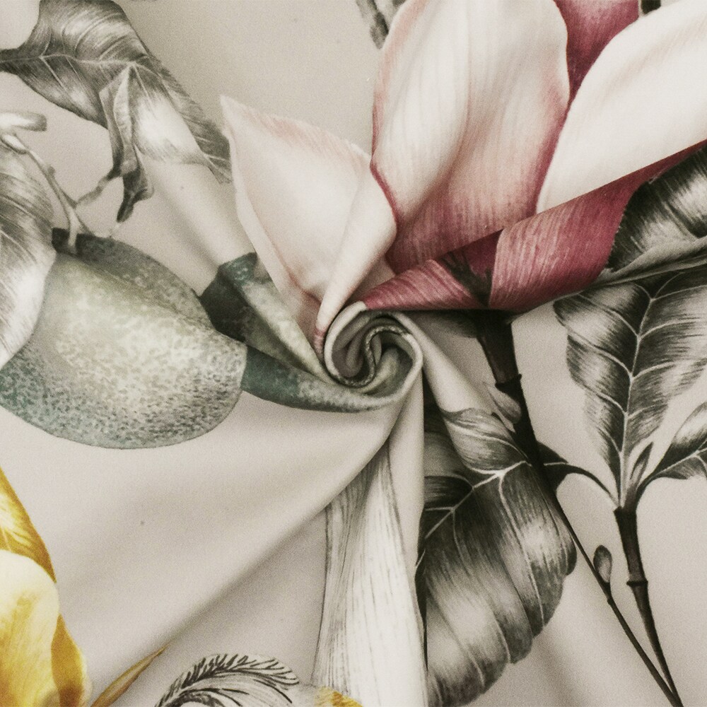 Khaki-Yellow-Multi Floral Printed Faux Suede Poly Home Decorating Fabric By the Yard