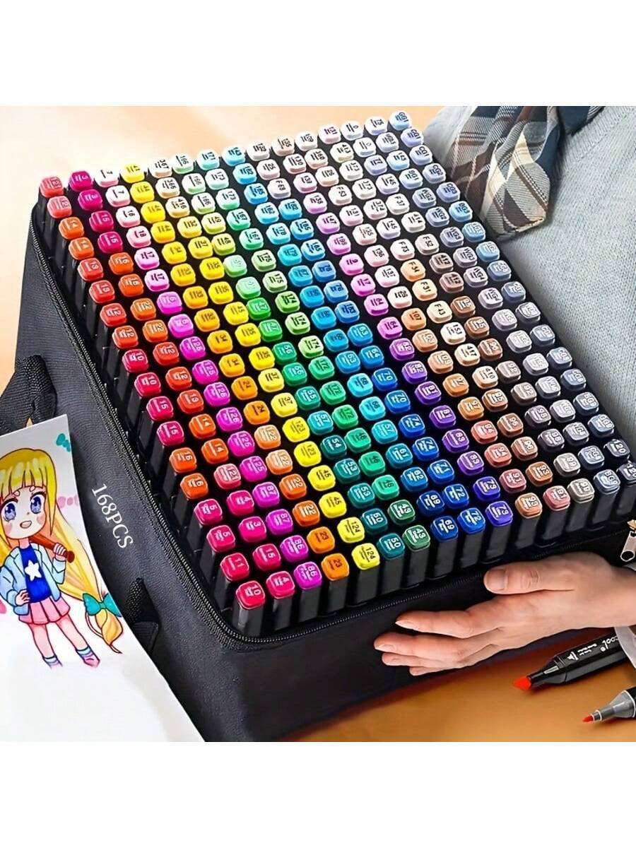 168 Colors Alcohol Markers, Dual-Tips Permanent Art Pen Set