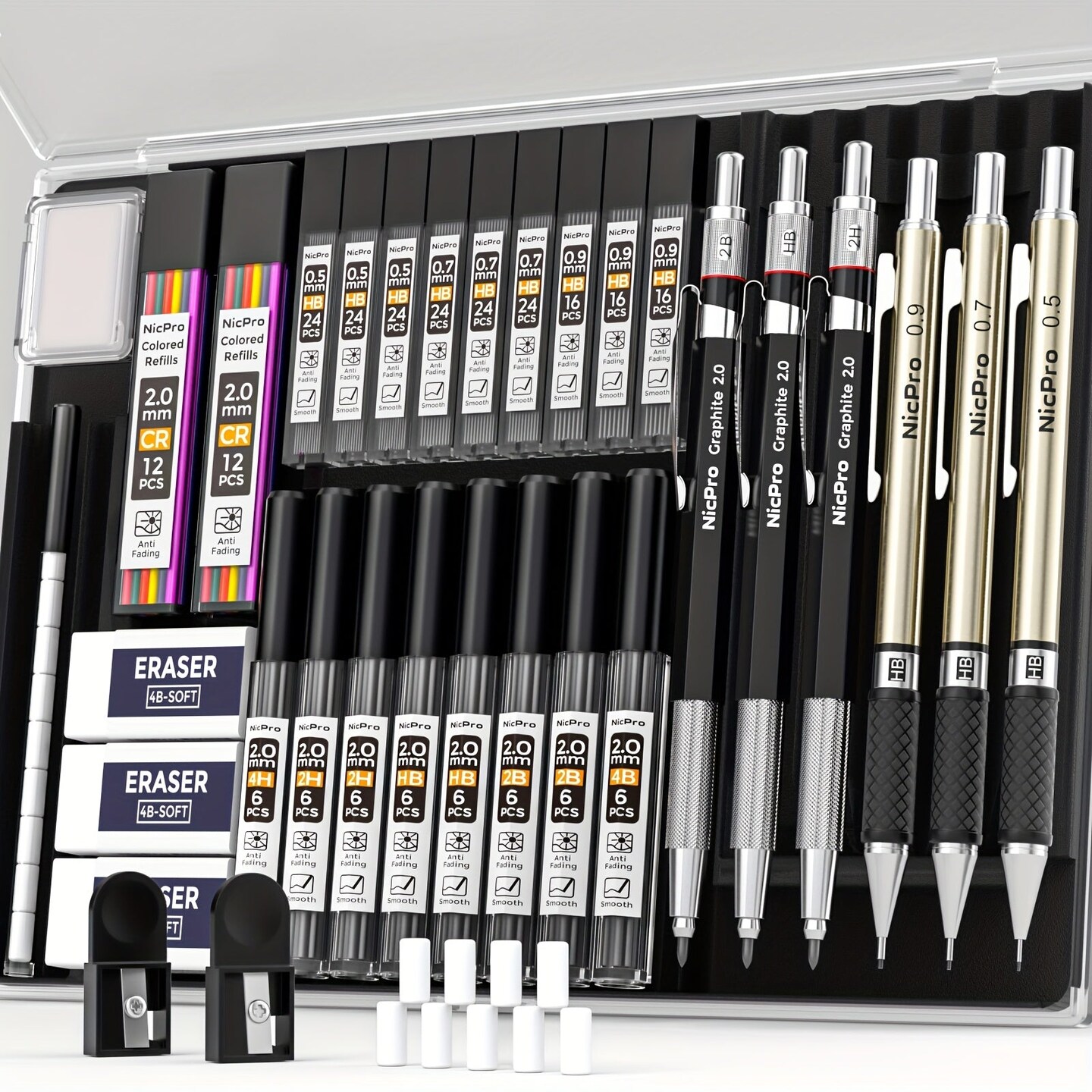 Michaels, 34pcs Art Mechanical Pencil Set in Case, 6 Drafting Pencil 0.5 0.7 0.9 2mm Lead Holder – Category: Drawing Tools & Accessories