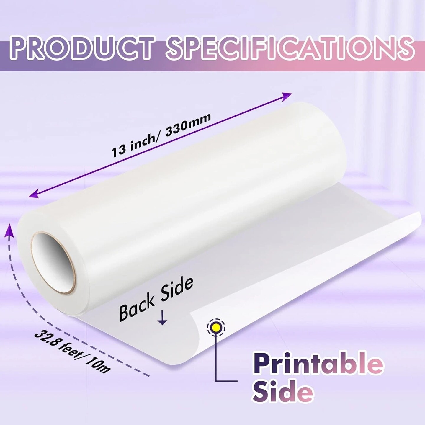 Koala Printable Vinyl Sticker Paper Roll for Inkjet Printer 13 InX32.8 FT Glossy
