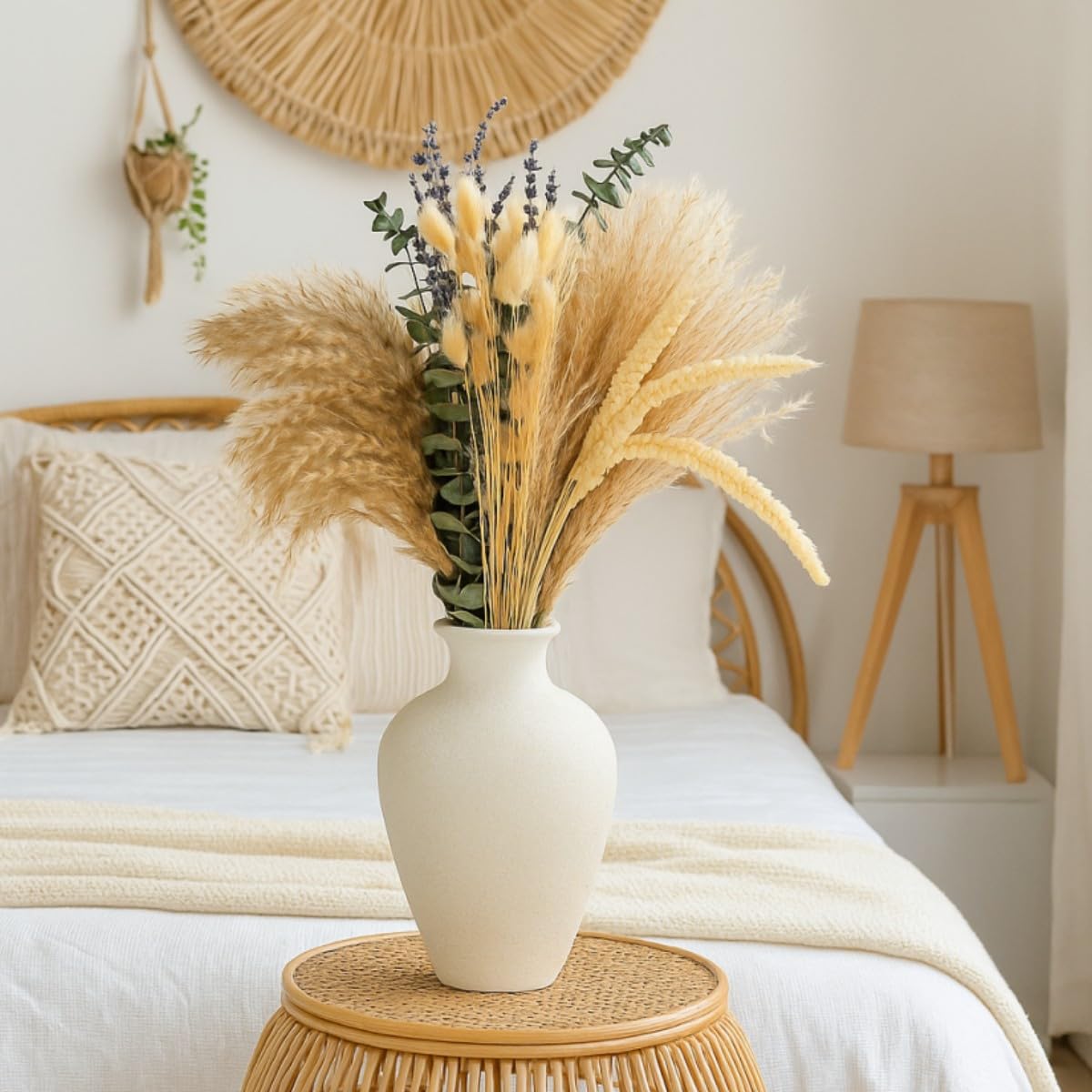 Musunny Dried Flowers Bouquet, 17" Dried Pampas Grass Decor Inc Lavender Eucalyptus DIY Floral Arrangements for Home Office Decoration,Wedding centerpieces