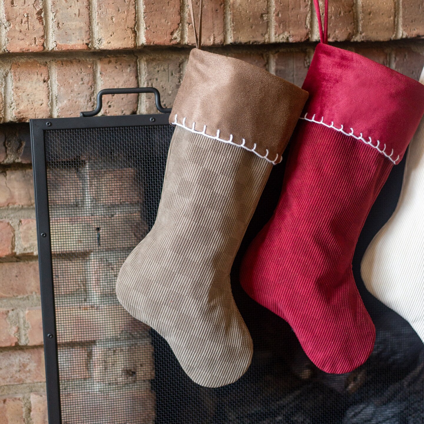 Faux Suede Checkerboard Christmas Stocking