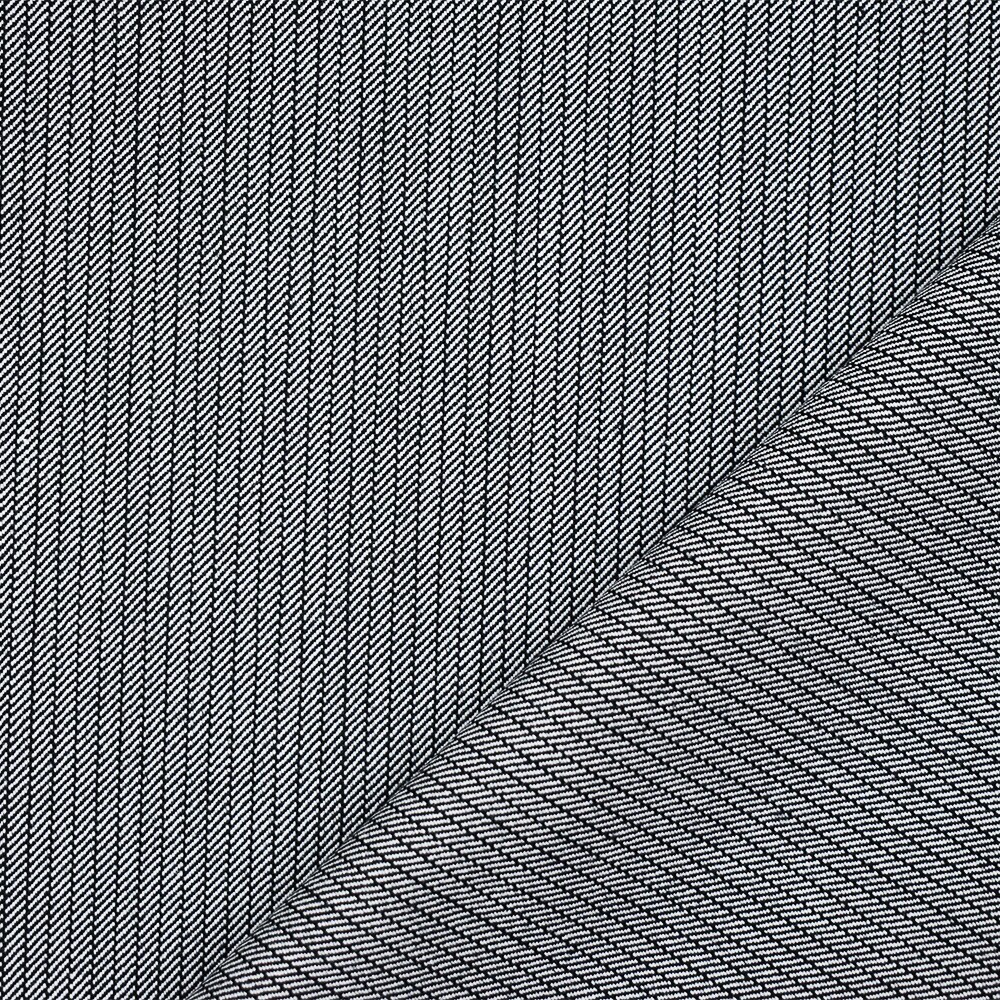 Black-White Polyester Wool Blend Striped Twill Woven Suiting Fabric By the Yard