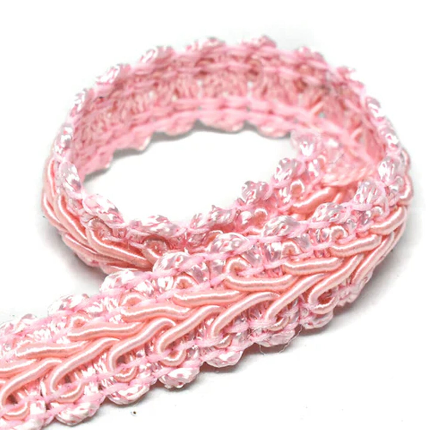1 Yard Pink Floral Design Gimp Trim Decorative DIY Craft Ribbon 0.50 inch Width