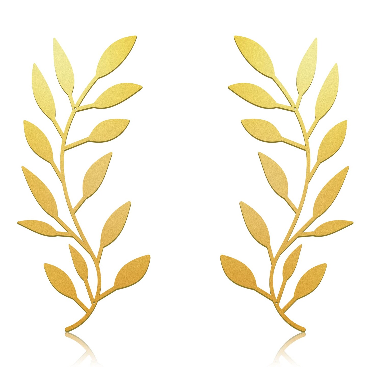 2 Pieces Metal Tree Leaf Wall Decor Vine Olive Branch Leaf Wall Art Living Room, Hallway Wall Decor Outdoor Decoration(Gold)