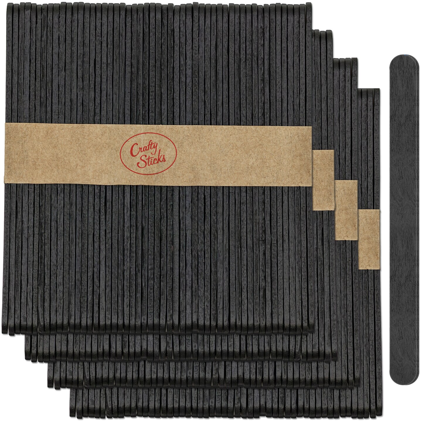 CraftySticks Colored Wood Craft Sticks 4.5 Inch, Red Orange Yellow Green Blue Purple White Black Pink Brown Popsicle Sticks