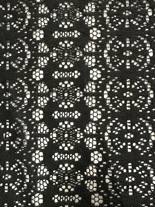 Black Stripe Crocheted Lace Fabric By the Yard