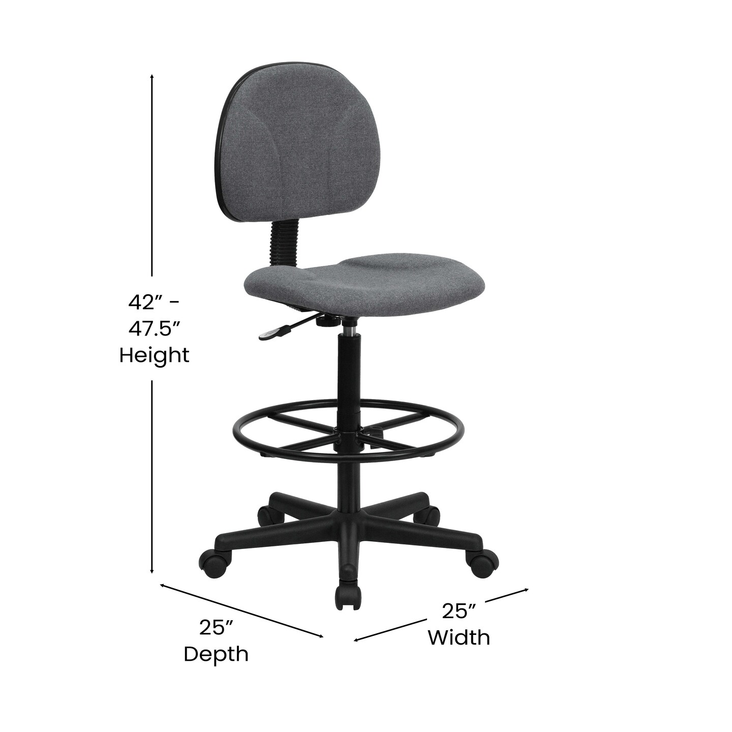 Emma and Oliver Adjustable Height Drafting Chair with Adjustable Foot Ring