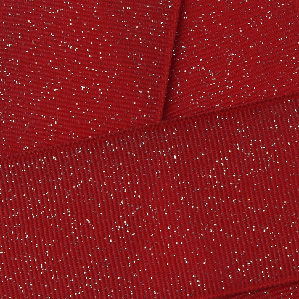 3&#x22; Dazzle Grosgrain Glitter Ribbon 250 Red 5 Yard