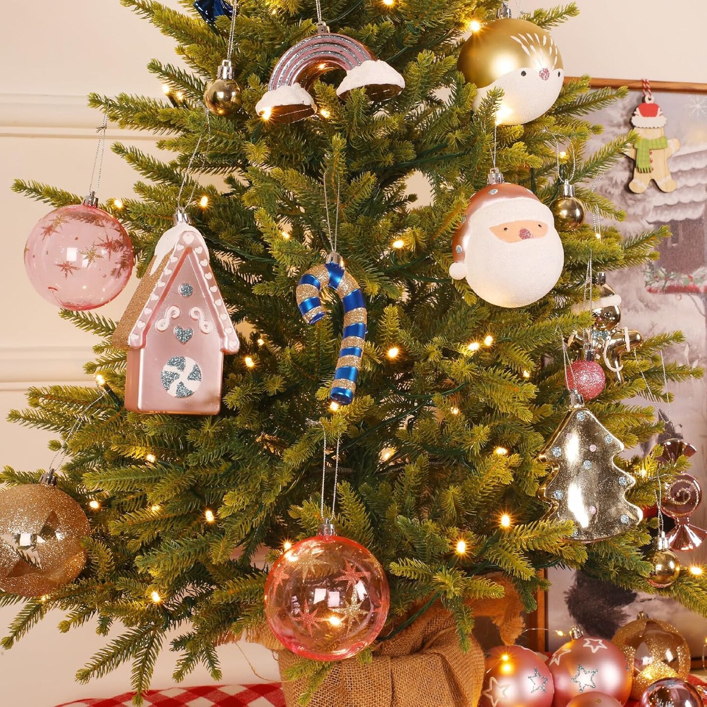 65pcs Christmas Balls Ornaments Set (Macaron Pink)