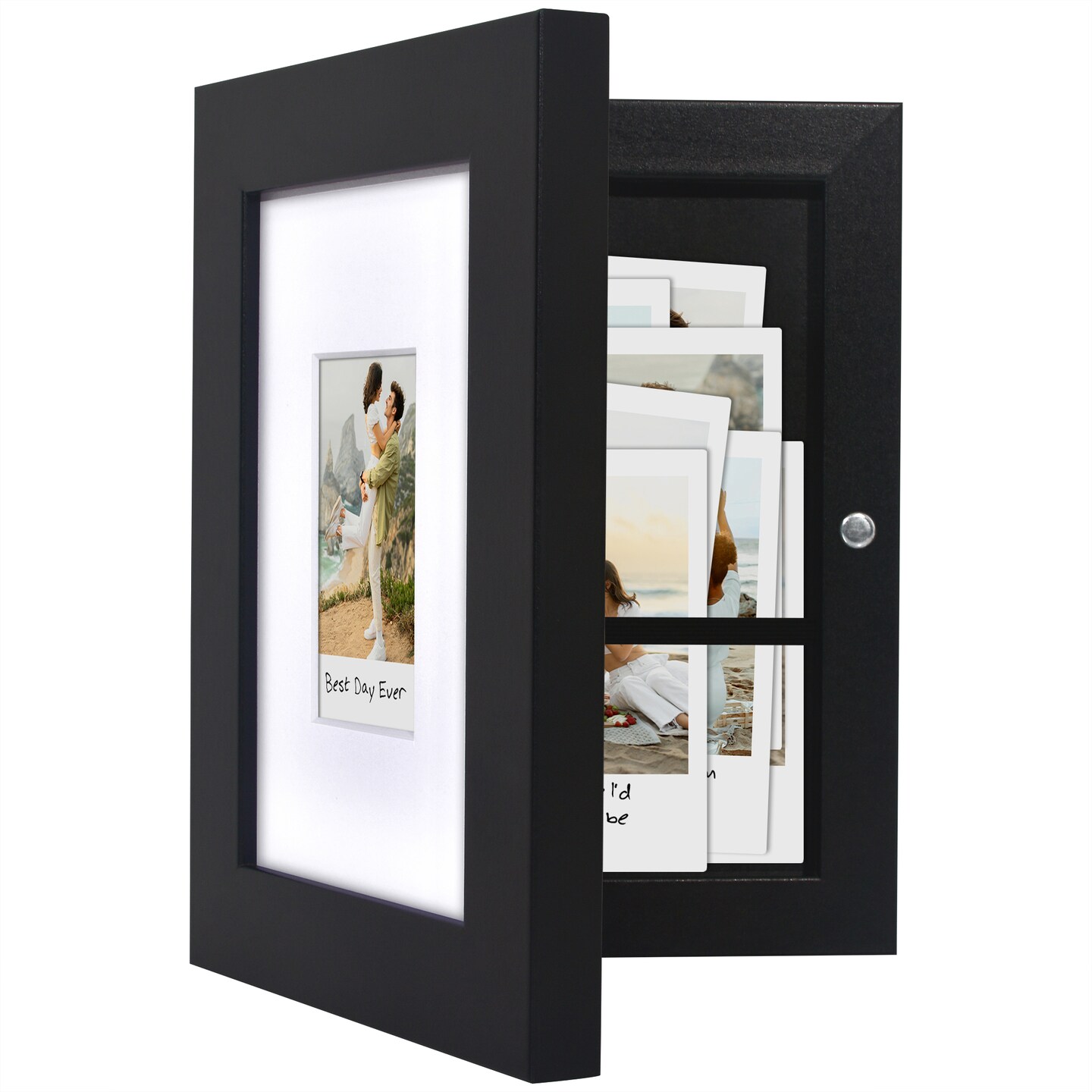 Americanflat 4x6 Picture Frame with Storage - Use as 2x3 Frame for Instant-Print Photos - Storage Frame Holds up to 40 Photos - Black