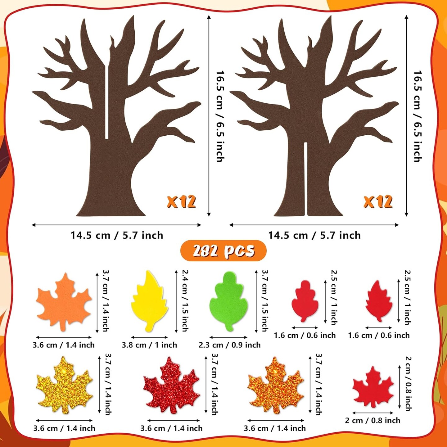 Fall Trees Foam Craft - 12 Pack Fall Thankful Leaves Trees Foam Craft Kits for Kids Make Your Own DIY Fall Trees Decorations Thanksgiving Gratitude Tree Craft Supplies School Fun Activities