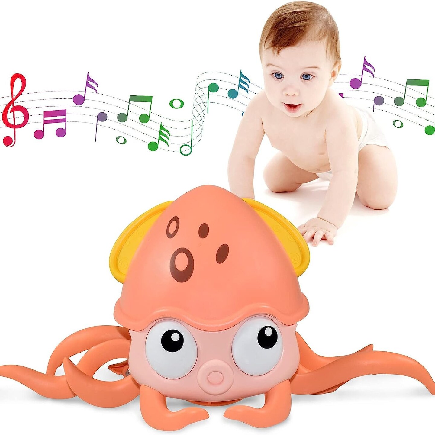 Rechargeable Baby Crawling Octopus Toy With Music Led Lighting Children Electric Moving Walking Kid Toy Obstacle