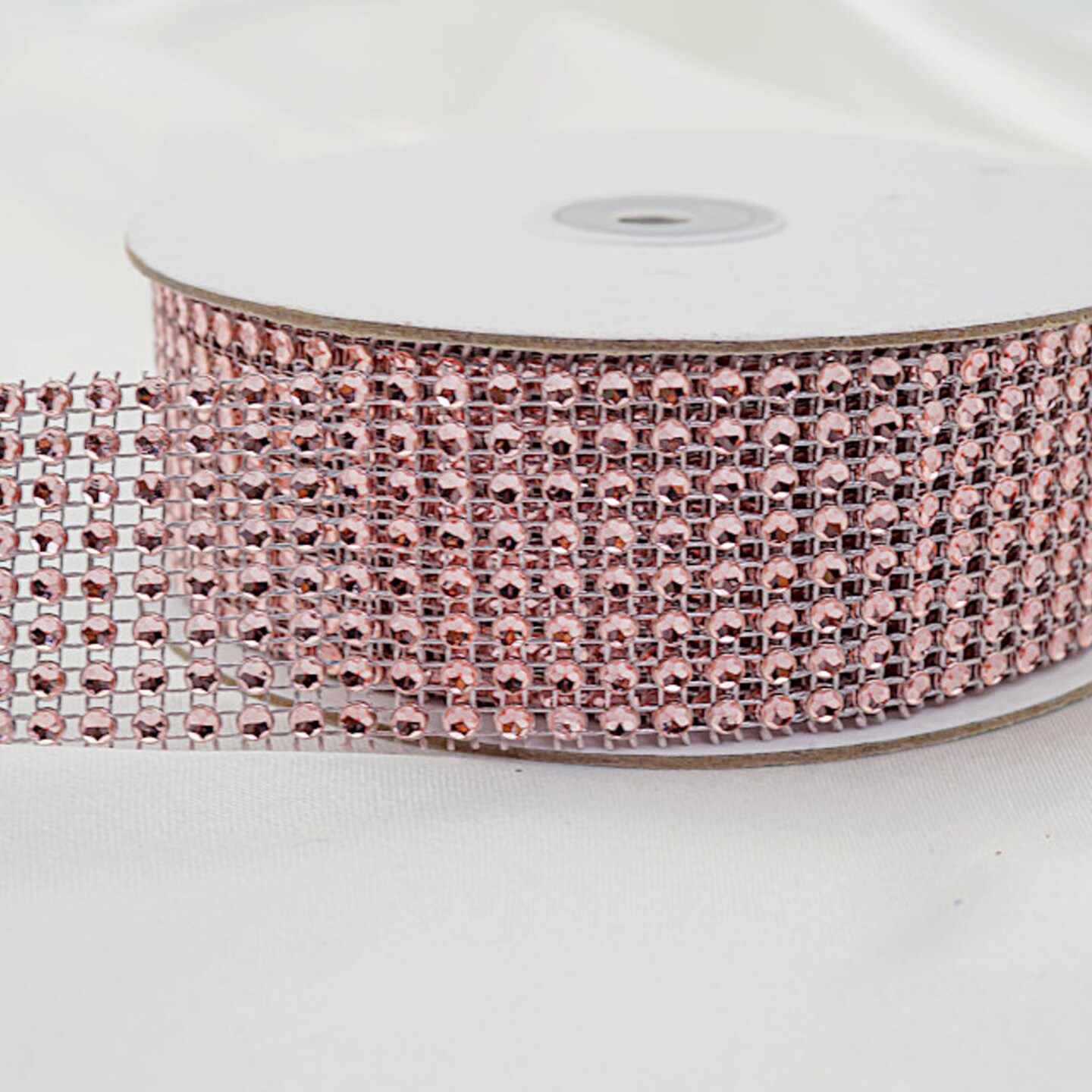 1.5" x 10 Yards Pink Diamond Mesh Ribbon 5 Rolls of Rhinestone Bling Ribbon