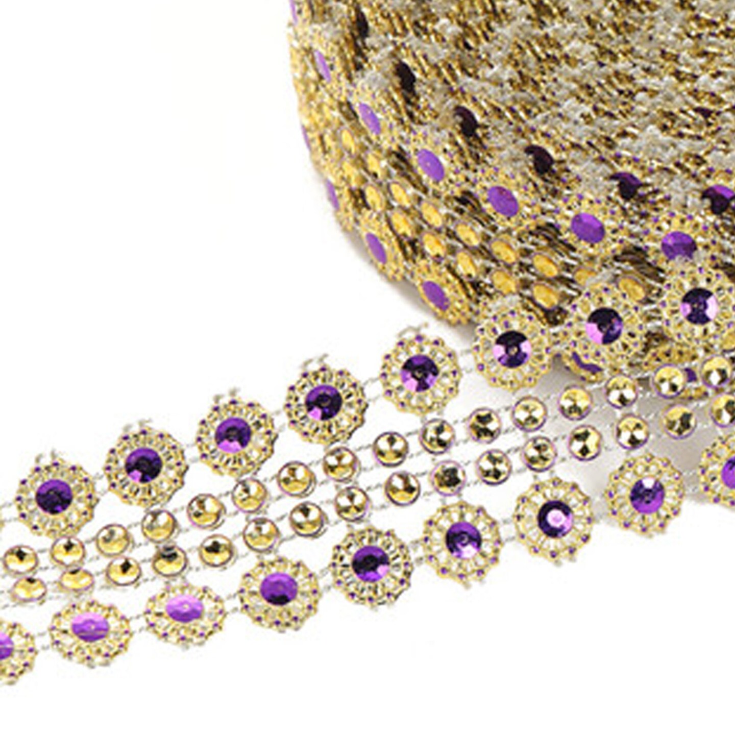 Gold and Purple Mesh Wrap Ribbon for Crafts Floral and Gift Decorations 10 Yards