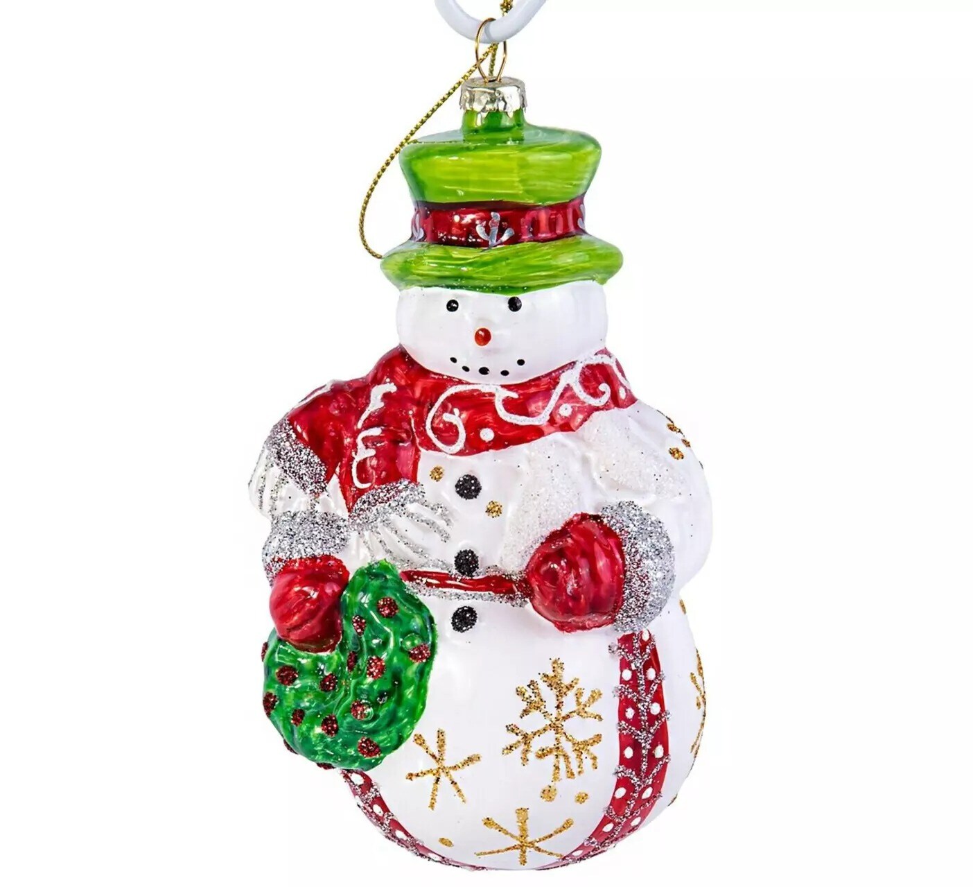 Snowman Glass Ornament, 5&#x22; Snowman Christmas Ornament, Glass Holiday Tree Decor