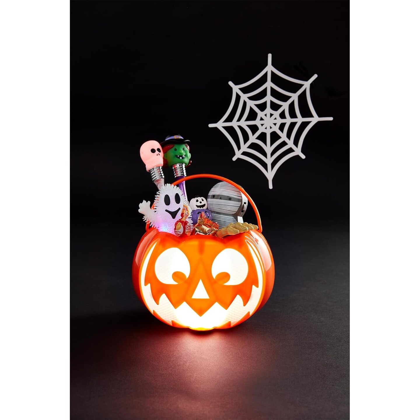 Jack-o'-Lantern Light Up Pumpkin Trick or Treat Bucket, 6.7" x 6.7"
