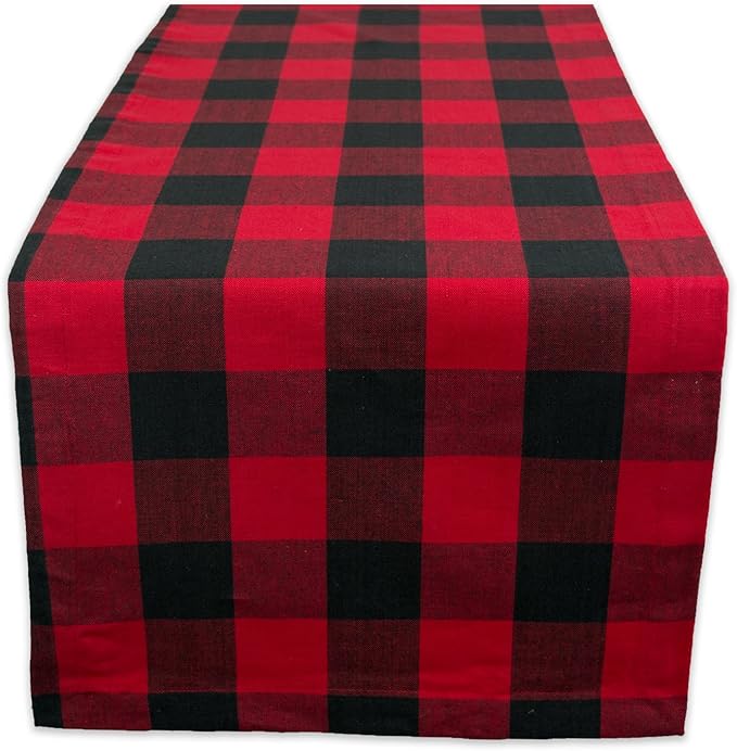 Farmhouse Table Runner, 14x72, Red &#x26; Black