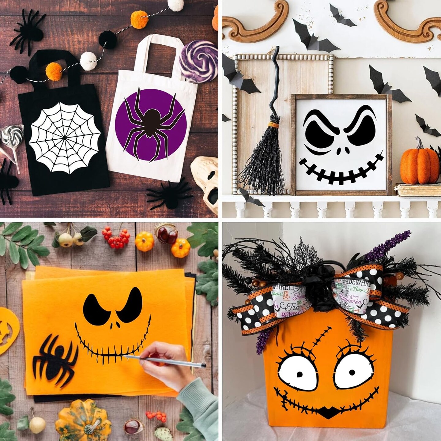 Halloween Pumpkin Face Stencils for Painting on Wood ReusableLetter &#x26; Number Stencils(16 Pumpkin Face)