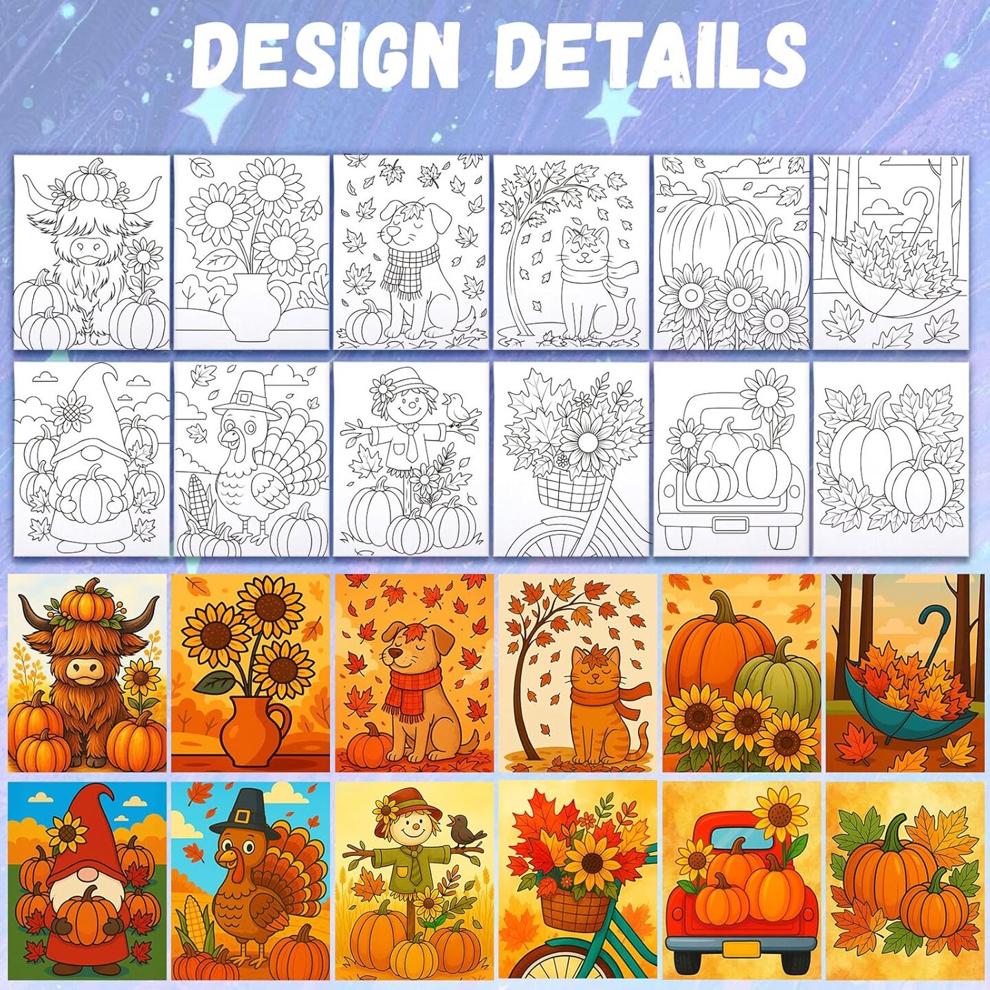 12Pcs Pre Drawn Canvas Boards 8x10 Sip(Autumn)