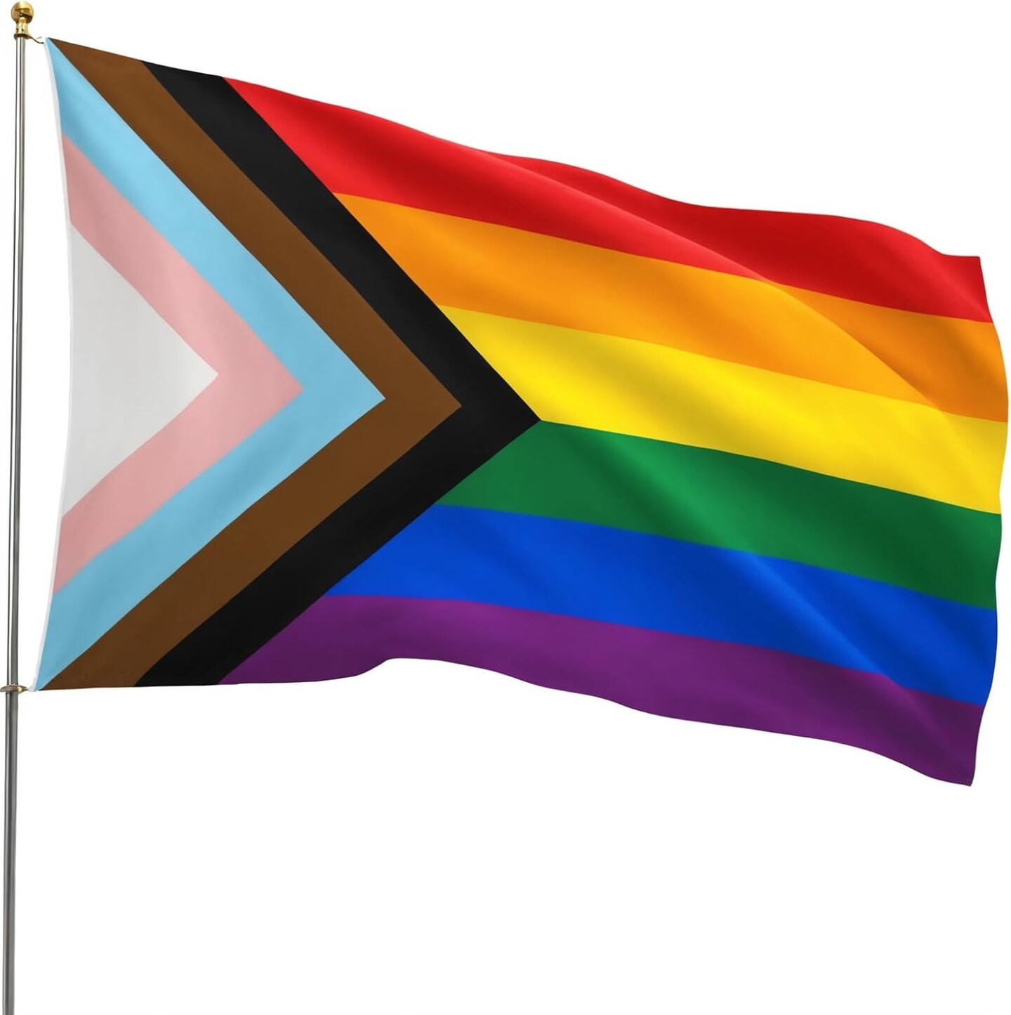 Pride Flag 3x5 Fts Outdoor- LGBT Community Support Gay Pride Rainbow Banner,Vivid Color Progress Flags with 2 Brass Grommets