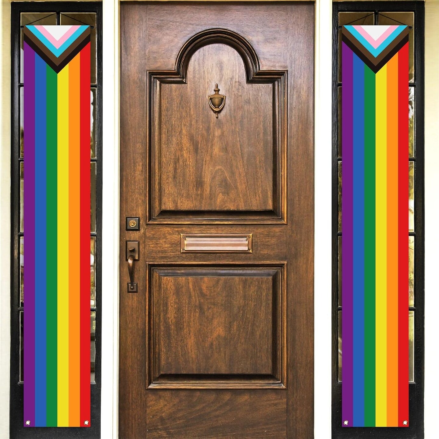 Progress Pride Porch Banner June Pride Month LGBTQ+ Rainbow Front Door Wall Indoor Outdoor Hanging Decoration Photo Booth Backdrop (Progress Pride)