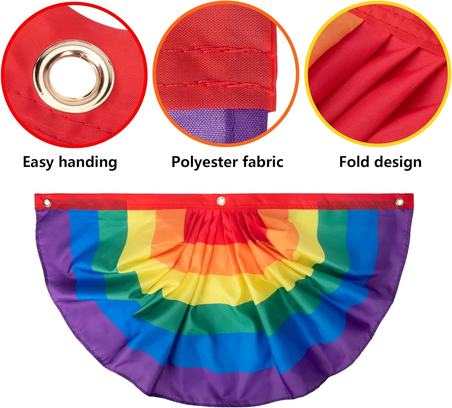 6PCS Rainbow Pride Bunting Flag, 3 x1.5 Ft Rainbow Pleated Fan Flag Banner Rainbow Polyester Flag for Rainbow Pride, Gay Pride, LGBTQ, Parades, Celebration Decor, Include Hanging Rope