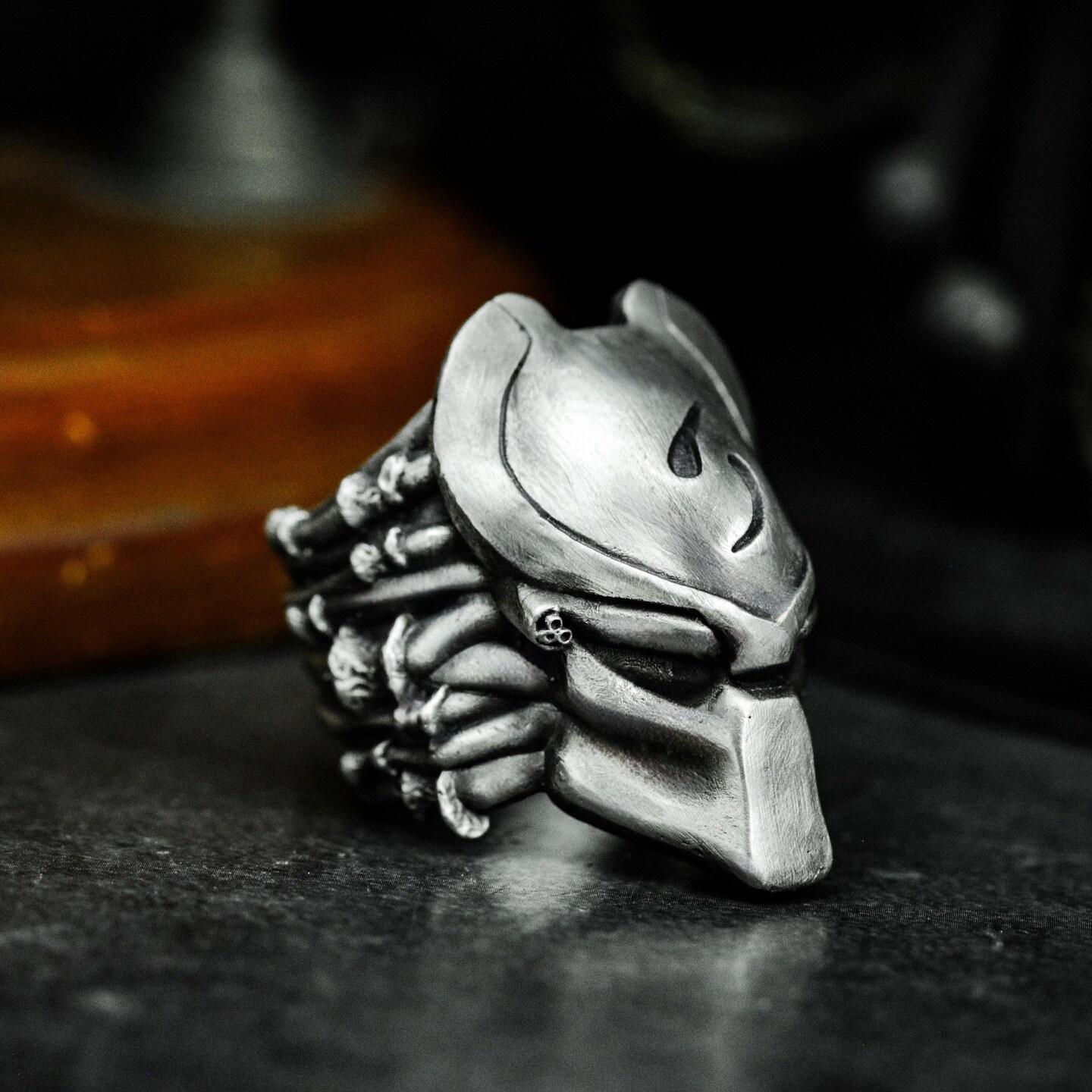 Predator Sci-Fi Skull Ring - 925 Silver Handmade | MakerPlace by