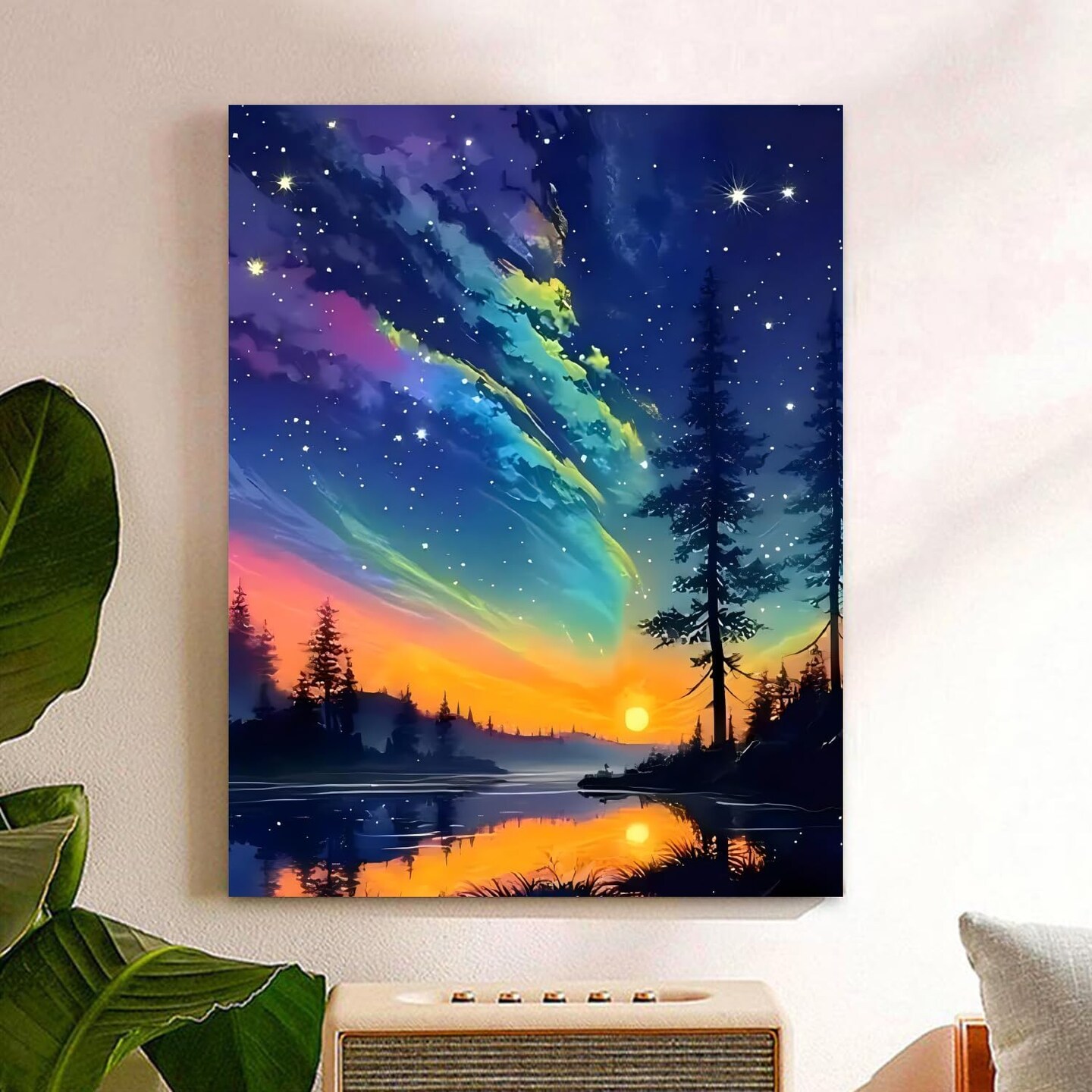 Landscape Paint by Numbers Kit for Adults, Aurora Paint by Number Adult, Painting by Numbers for Gifts and Home Interior Decor 16x20 Inch