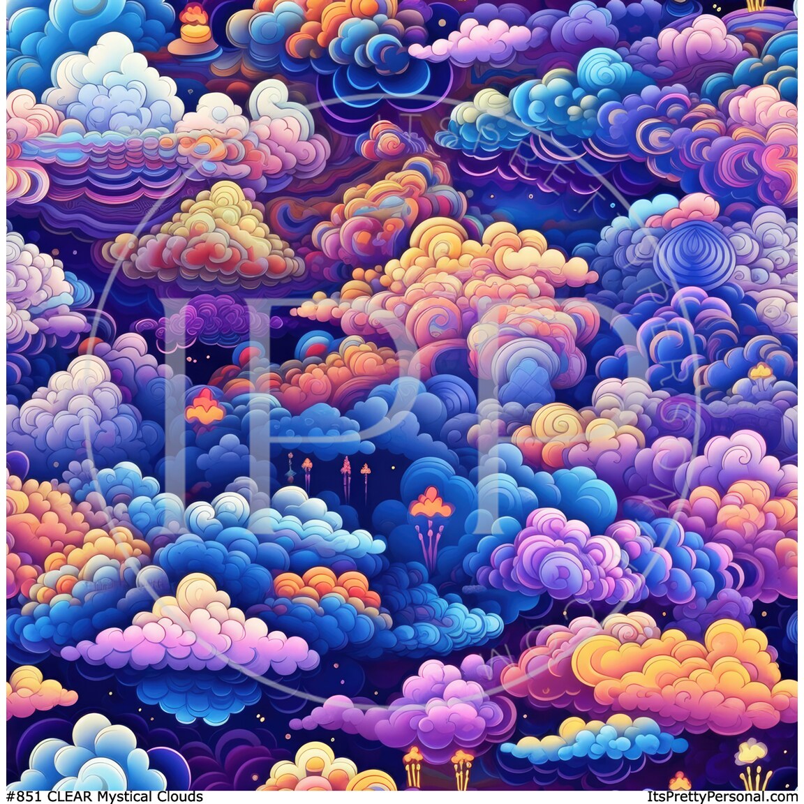 #851 CLEAR -Mystical Clouds- 12x12 Pattern Vinyl