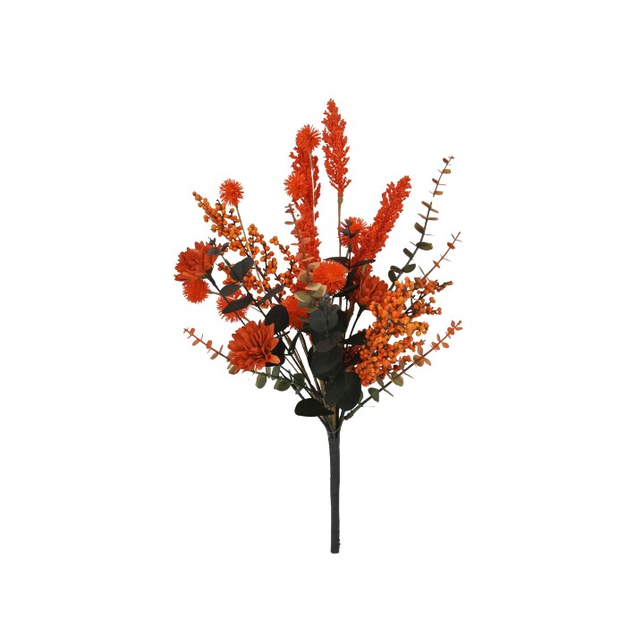 19&#x22; Artificial Orange Fall Mum and Berry Bush &#x2013; Autumn Floral Pick-65175-OR