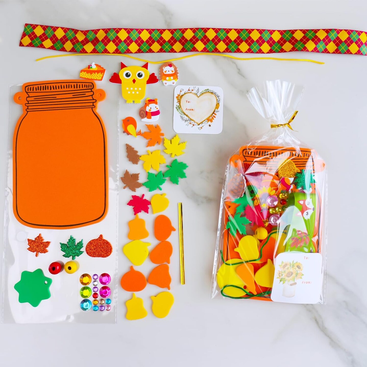 24 Sets Fall Craft Kits DIY Maple Leaf Pumpkin