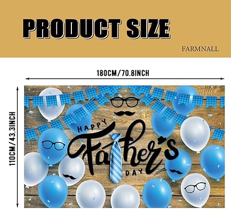 Happy Fathers Day Backdrop Father Day Photography Happy Father’s Day Party Decorations Favors and Supplies Tie Beard Blue Balloon Wood Panel Backdrop Father’s Day Indoor Outdoor Decorations