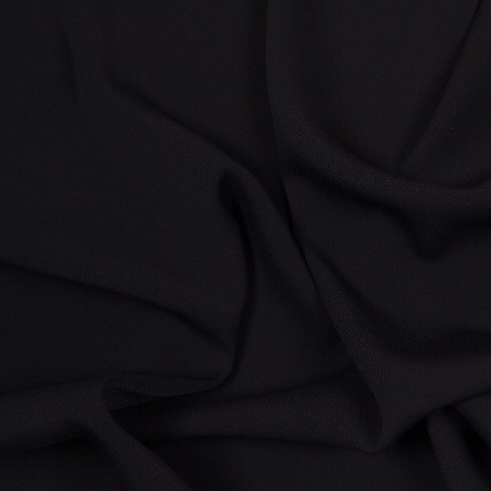 1 Yard Black Stretch Silk Georgette Heavy Fabric for Designer Clothing 42 inch Width
