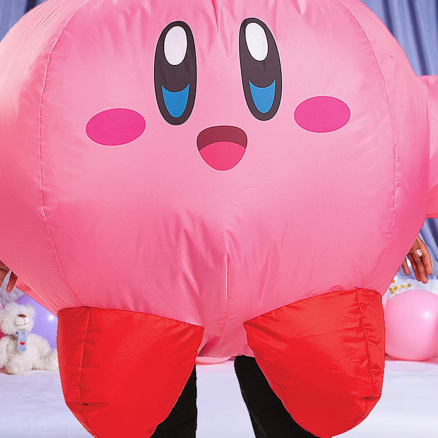 Kids Kirby Inflatable Costume with Built In Fan for Dress Up Fun