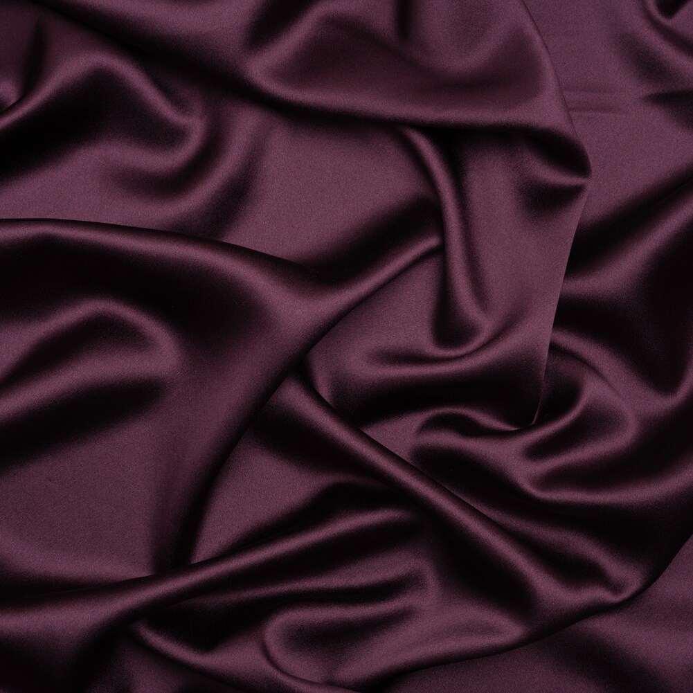 1 Yard Eggplant Silk Crepe Back Satin Elegant Soft Solid Designer Fabric 44 inch Width