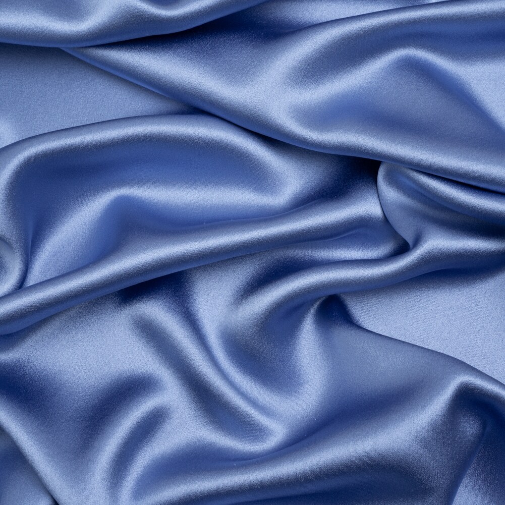 1 Yard Regatta Blue Silk Crepe Back Satin Elegant Smooth Luxury Fabric 44 inch Width