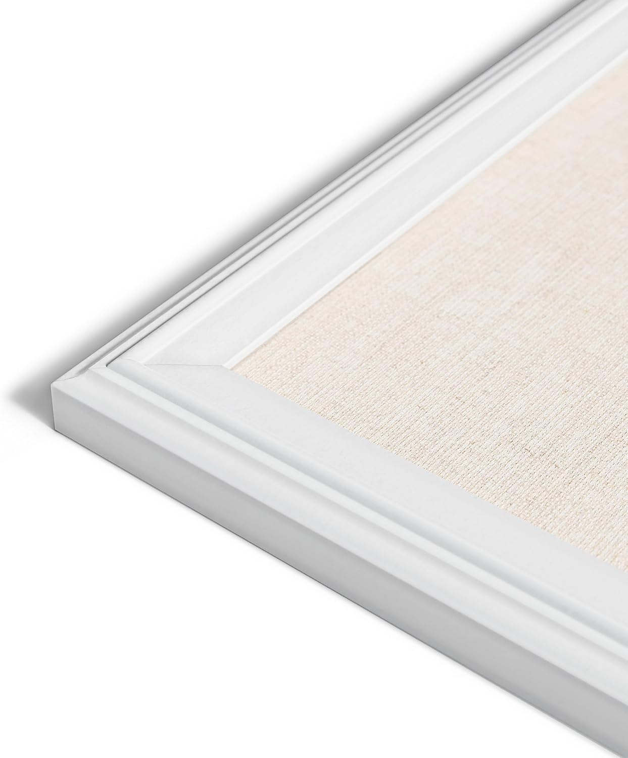 Linen Covered Corkboard with White Wood Frame(White)