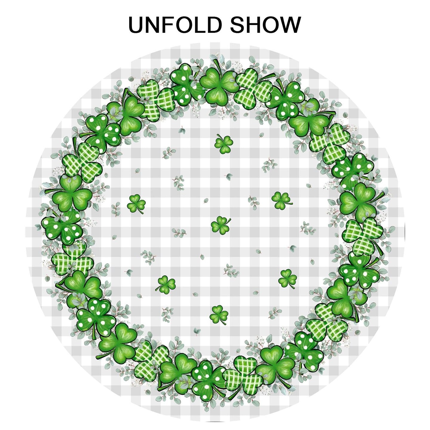 St. Patrick's Day Tablecloth 60x60 Inch Round Buffalo Plaid Shamrock Eucalyptus Table Cloths Spring Irish Dust-Proof Spill Proof Table Covers for Farmhouse Holiday Party Dining Kitchen Tabletop Decor