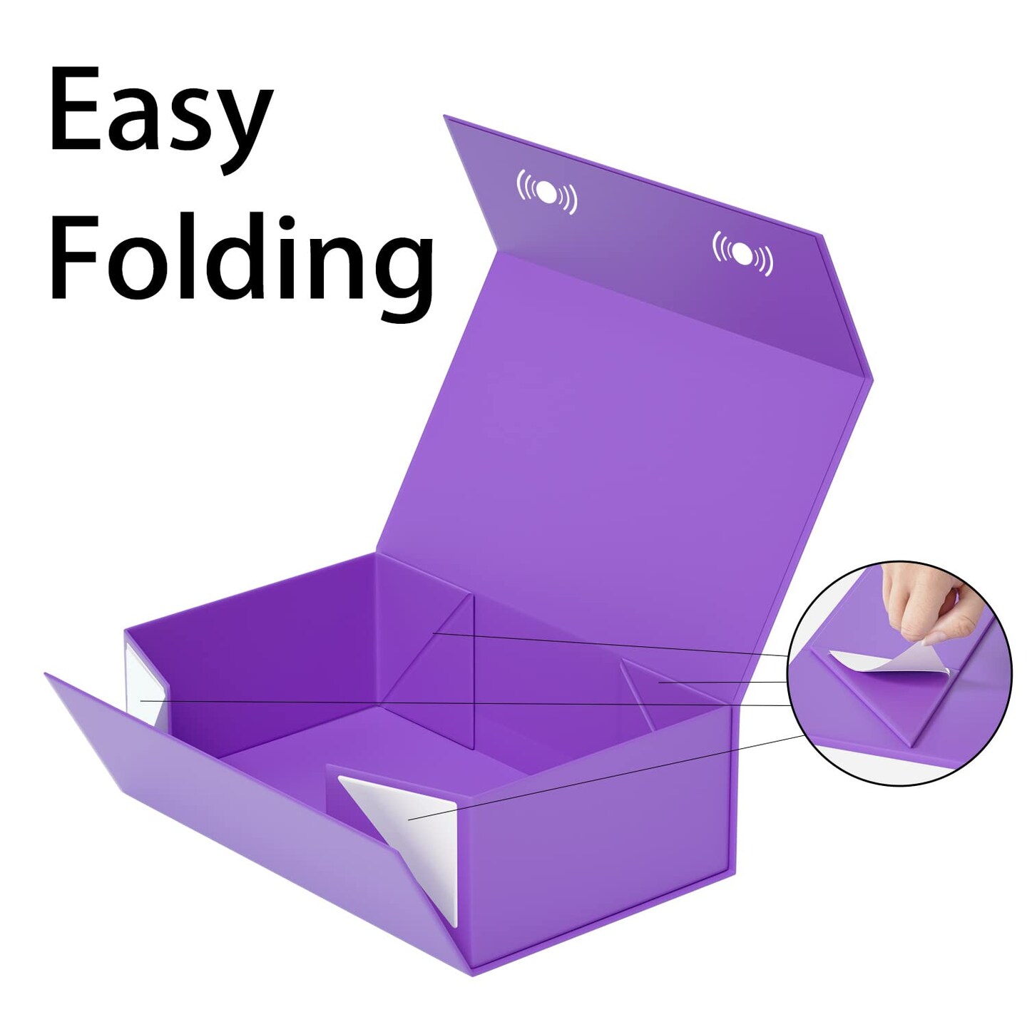 Purple Gift Box, 12x6x4'' Gift box for Presents with Lids Magnetic Closure Rectangle Collapsible for Bridesmaid Proposal Box, Wedding, Christmas, Halloween, Birthday Gift Packging