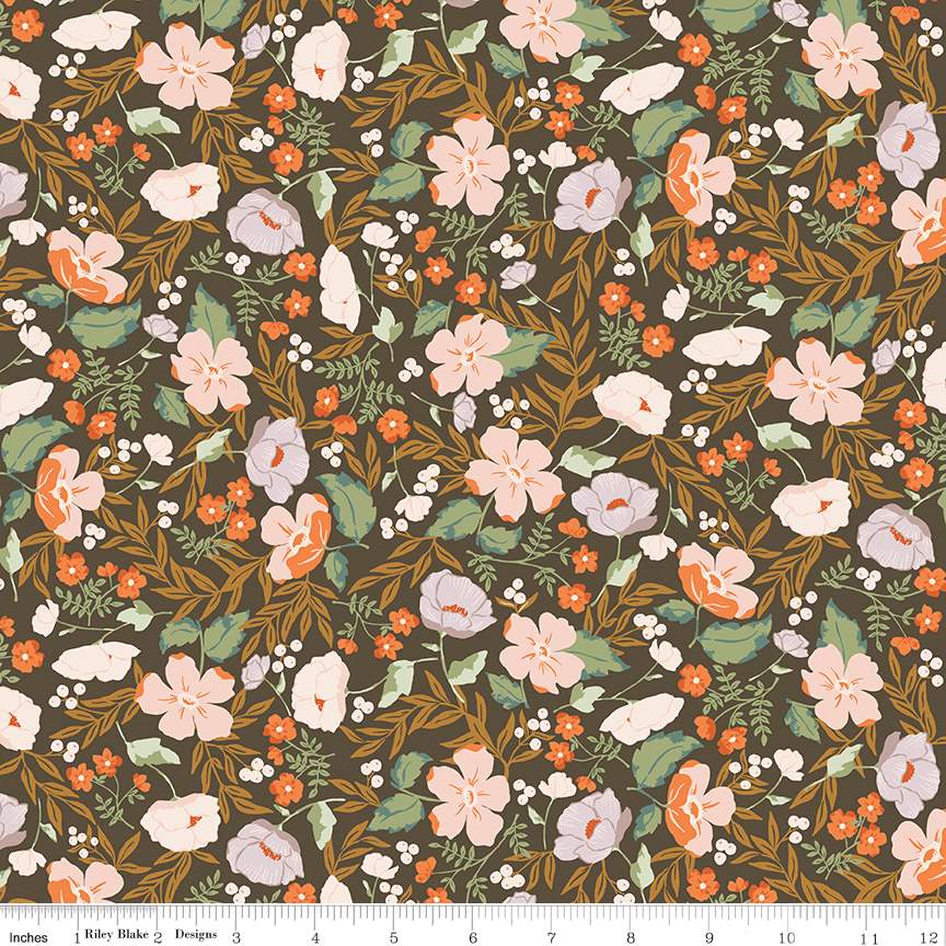 Fabric Riley Blake Brown Boho Blooms Winged Medley by the Quarter Yard C15912-BROWN