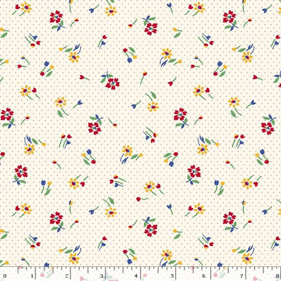 Fabric Marcus Cream Blooms Aunt Grace Calicos 108" Wide Back by the Quarter Yard R360762D