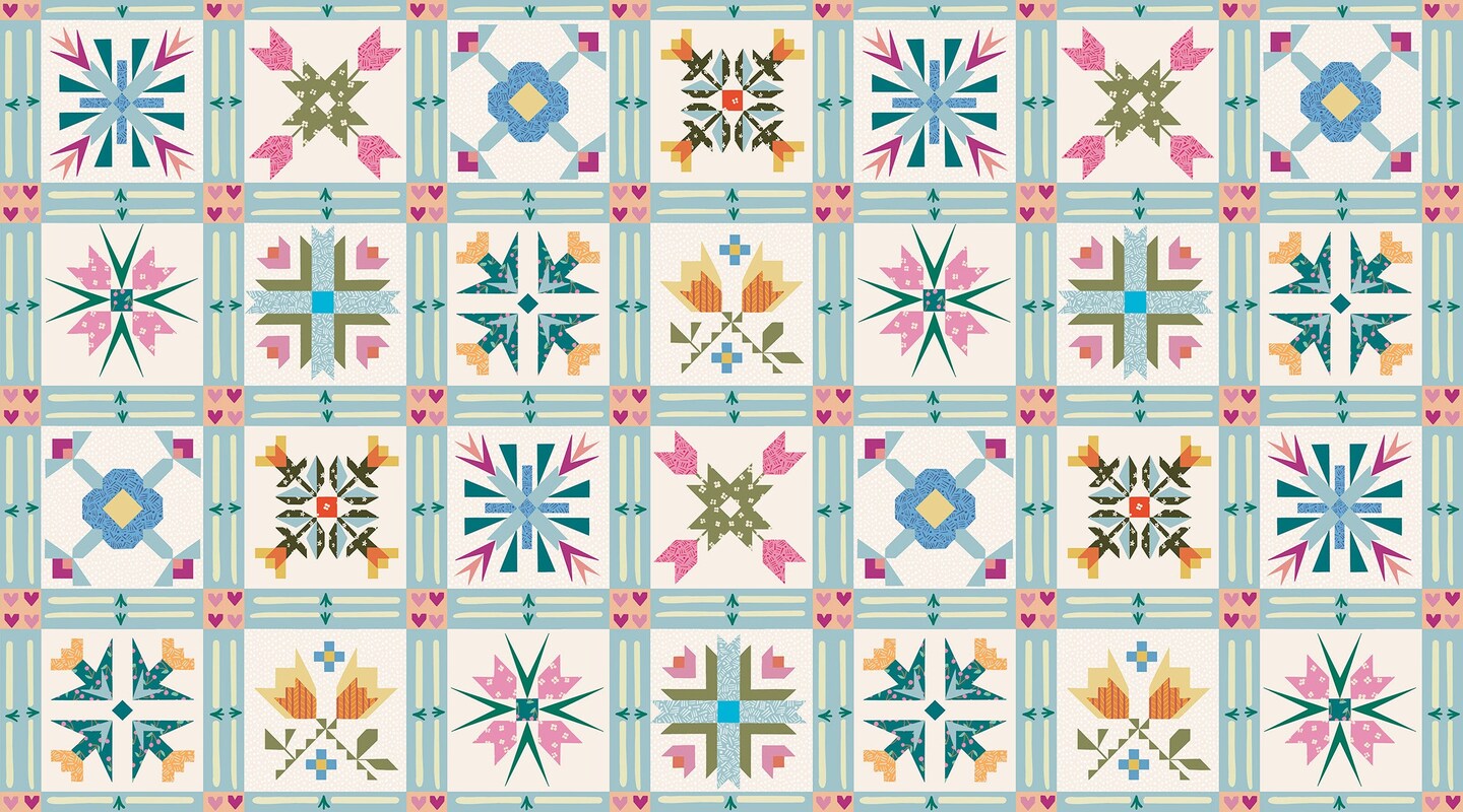 Fabric P & B Textiles Quilt Blocks Things with Wings by the Quarter Yard TWWI5999-MU