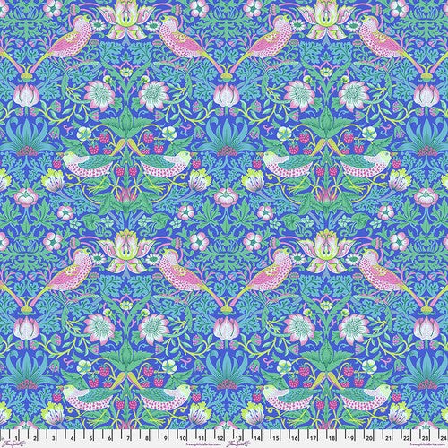 Fabric FreeSpirit Blue Strawberry Thief Kaffe x Morris & Co. by the Quarter Yard PWKW013.BLUE